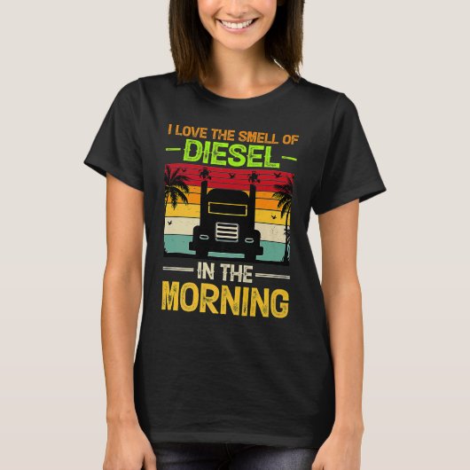 T-shirt J'aime l'odeur du diesel le matin (Devant)