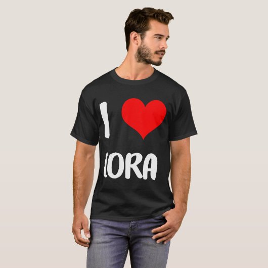 T-shirt J'aime LORA valentine désolé dames gars coeur belo (Devant entier)