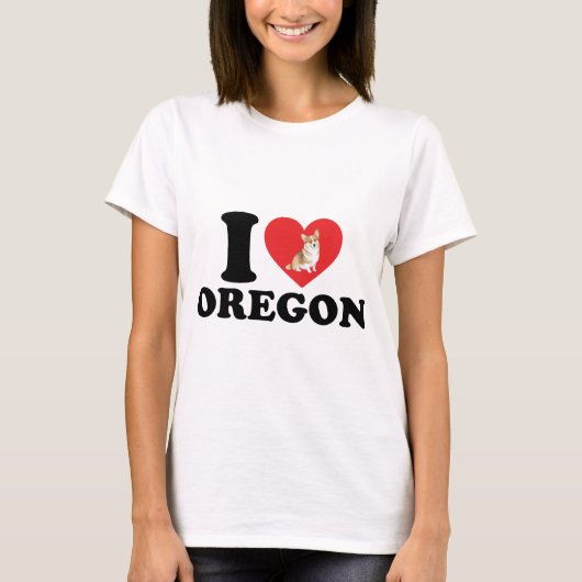 T-shirt J'Aime L'Oregon Et Mon Corgi (Devant)