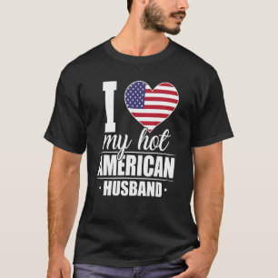 T-shirt J'Aime Ma Chemise Chaude Mari Américaine Les États