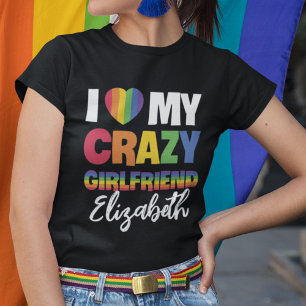 T-shirt J'aime ma copine folle rainbow pride nom lgbt