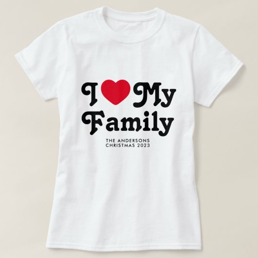 T-shirt J'aime ma correspondance de Noël familiale (Design devant)