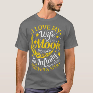 T-shirt J'Aime Ma Femme Aux Cadeaux Lune Et Mari Arrière
