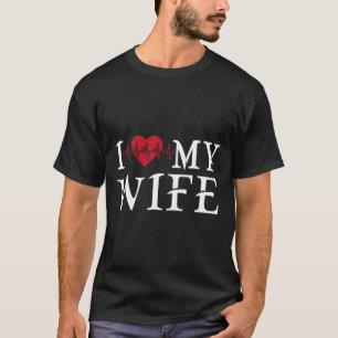 T-shirt J'aime ma femme cœur rouge drôle de fête des mères