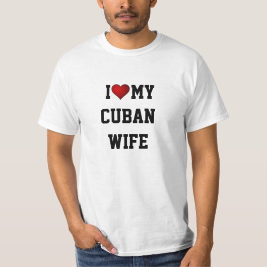 T-shirt J'aime ma femme cubaine (Devant)