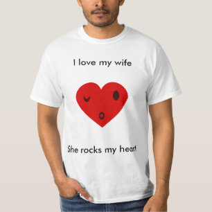 T-shirt J'aime ma femme, elle me touche le coeur