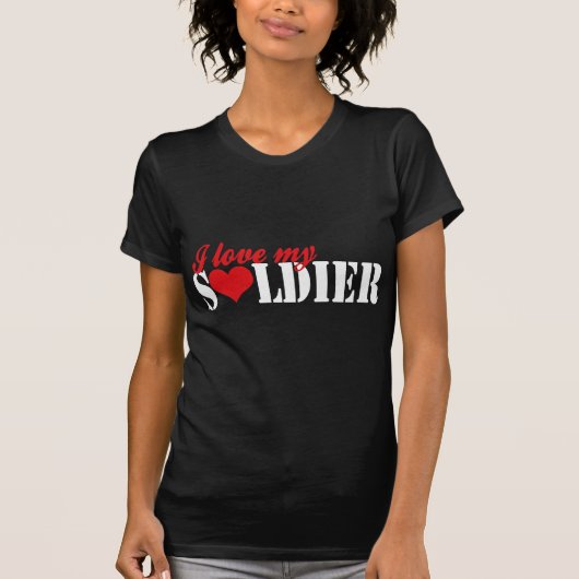 T-shirt J'aime ma femme militaire soldat (Devant)