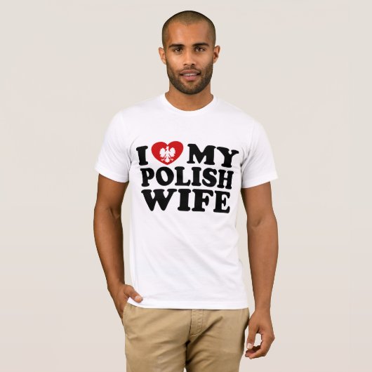 T-shirt J'Aime Ma Femme Polonaise (Devant entier)