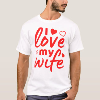 T-shirt J'aime ma femme texte rouge