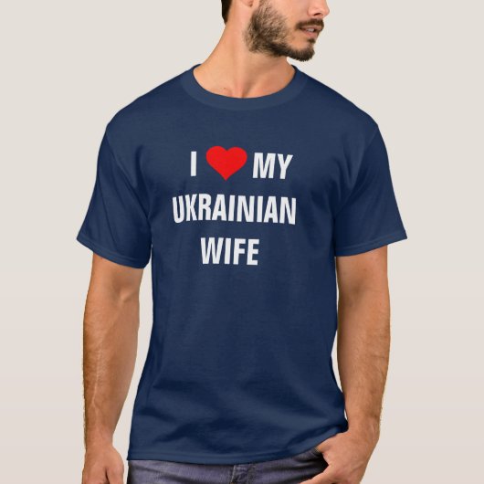 T-shirt J'aime ma femme ukrainienne (Devant)