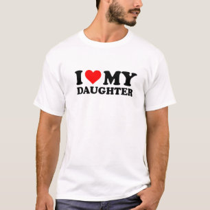 T-shirt J'Aime Ma Fille Funny Coeur Rouge Je Coeur Mon Dau