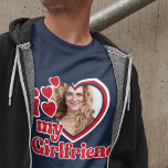 T-shirt J'Aime Ma Fille Personnalisée Bleue<br><div class="desc">I Love My Girlfriend Shirt - télécharger une photo pour l'intérieur du coeur</div>