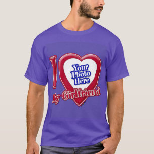 T-shirt J'Aime Ma Fille Photo Coeur Rouge Violet