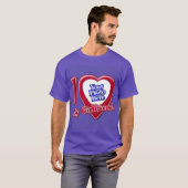 T-shirt J'Aime Ma Fille Photo Coeur Rouge Violet (Devant entier)