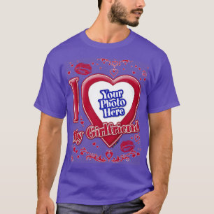 T-shirt J'Aime Ma Fille Photo Coeurs Rouges Violet