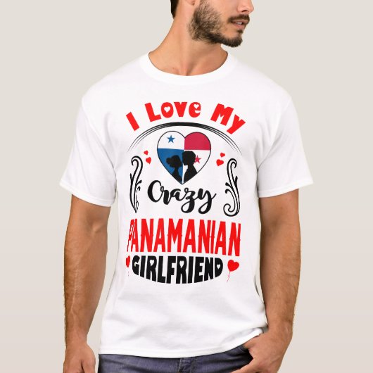 T-shirt J'aime ma folle amie panaméenne Valentine (Devant)