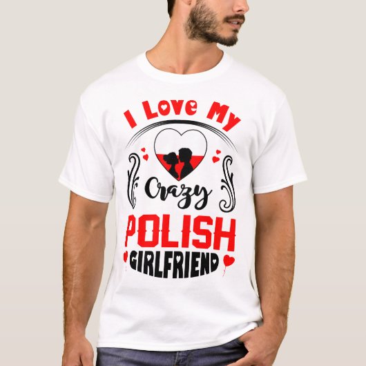 T-shirt J'aime ma folle amie polonaise Valentine (Devant)