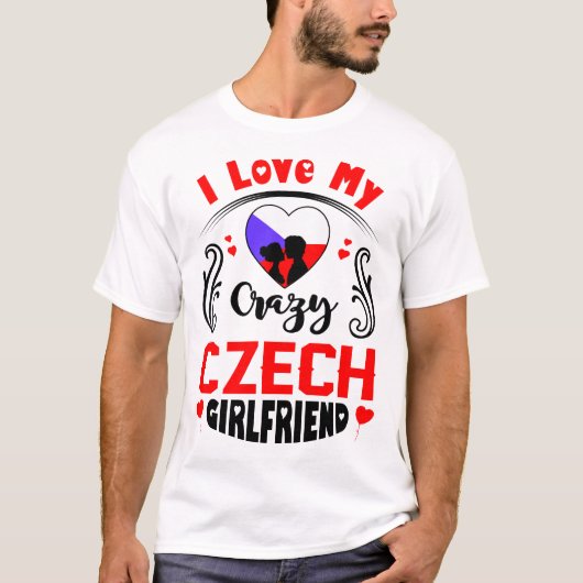 T-shirt J'aime ma folle amie tchèque Valentine (Devant)