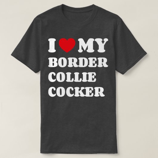 T-shirt J'Aime Ma Frontière Collie Cocker (Design devant)