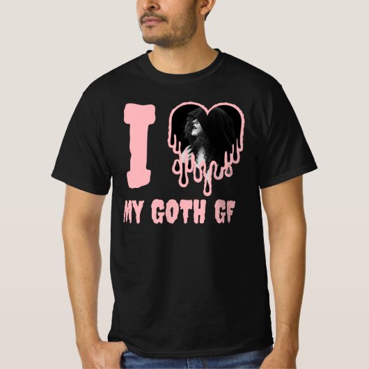 T-shirt J'aime ma Goth GF Pink Drit Coeur Photo (Devant)
