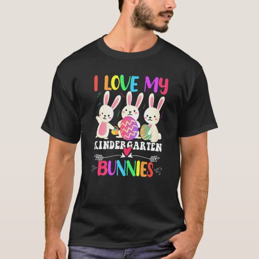 T-shirt J'aime ma maternelle Bunnies enseignant Jour de Pâ (Devant)