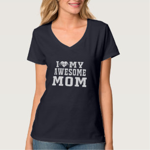 T-shirt J'Aime Ma Mère Awesome Coeur battent Valentines Jo