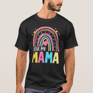 T-shirt J'aime ma mère Leopard Rainbow Mothers Day I Heart