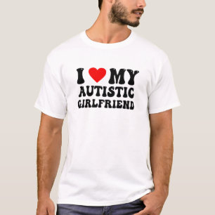 T-shirt J'aime ma petite amie autiste - Design Rétro Cœur