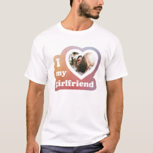 T-shirt J'aime ma petite amie Custom Retro Valentines Phot
