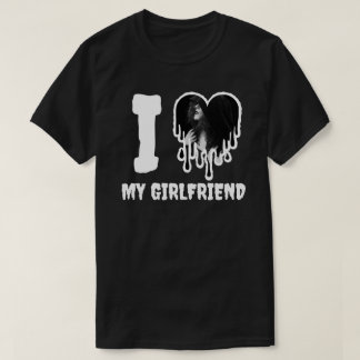 T-shirt J'aime ma petite amie Photo de cœur blanc gothique
