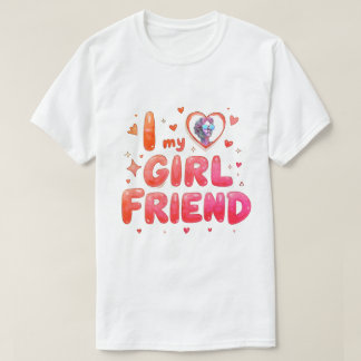 T-shirt J'aime ma petite amie Photo personnalisée