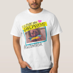T-shirt J'aime ma petite amie photo texte personnalisé y2k