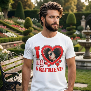 T-shirt J'aime ma petite amie Photo Texte personnalisée