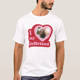 T-shirt J'aime ma petite amie Script Valentines Photo