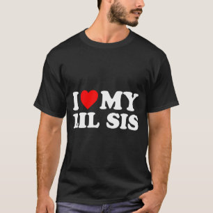T-shirt J'aime ma petite soeur coeur rouge