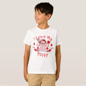 T-shirt J'aime ma poupée et coeurs de chiffon de pavot (Devant entier)