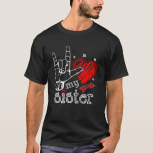 T-shirt J'aime ma soeur ASL unique signe d'amour main