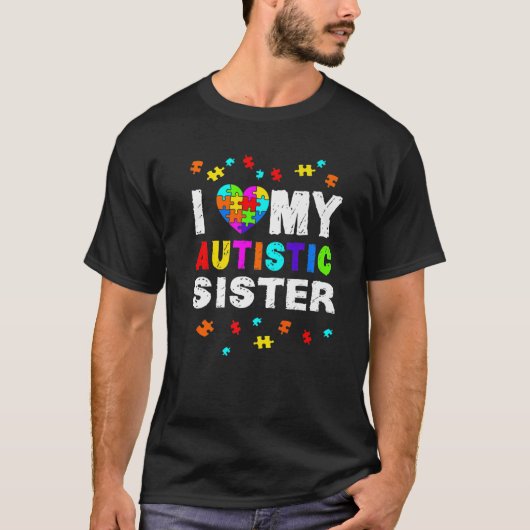 T-shirt J'Aime Ma Soeur Autiste Sensibilisation sur l'auti (Devant)