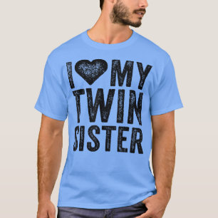 T-shirt J'aime ma sœur jumelle cœur drôle en détresse rétr