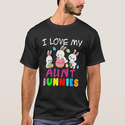 T-shirt J'Aime Ma Tante Bunnies Heureuse Tante Lapin De Pâ (Devant)
