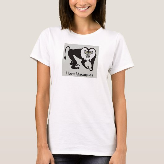 T-shirt J'aime MACAQUES - Menacé animal graphique (Devant)