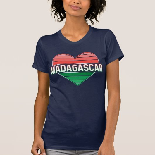 T-shirt J'aime Madagascar, coeur malgache (Devant)