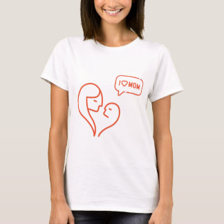 T-shirt J'aime maman l mères jour l Moderne blanc