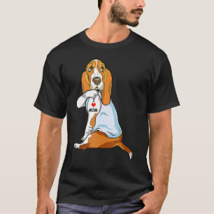 T-shirt J'aime Maman Tatouage Basset Hound Maman Chien Fem
