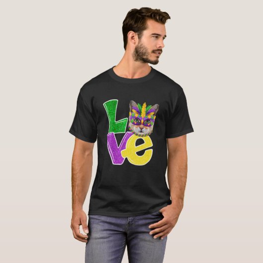 T-shirt J'Aime Mardi Gras Costume Chat Kitten Drôle Chat L (Devant entier)
