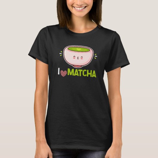 T-shirt J'Aime Matcha Feuilles en poudre verte Matcha (Devant)