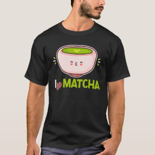 T-shirt J'Aime Matcha Feuilles en poudre verte Matcha