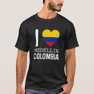 T-shirt J'aime Medellin Colombie Drapeau Carte Fierté Colo