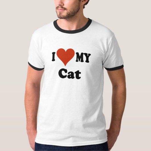 T-shirt J'aime mes cadeaux et habillement de chat (Devant)