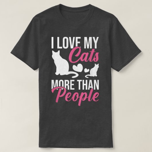 T-shirt J'Aime Mes Chats Plus Que Les Amoureux de les chat (Design devant)